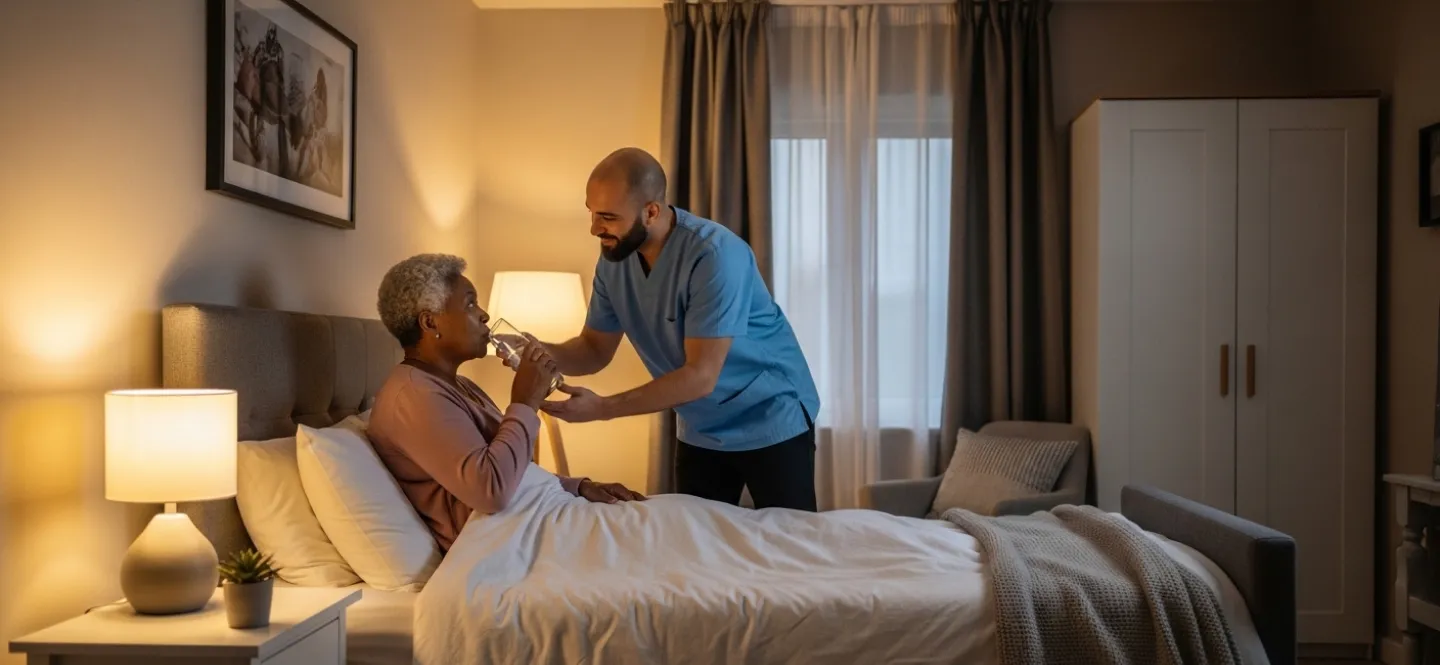 Care worker with service user