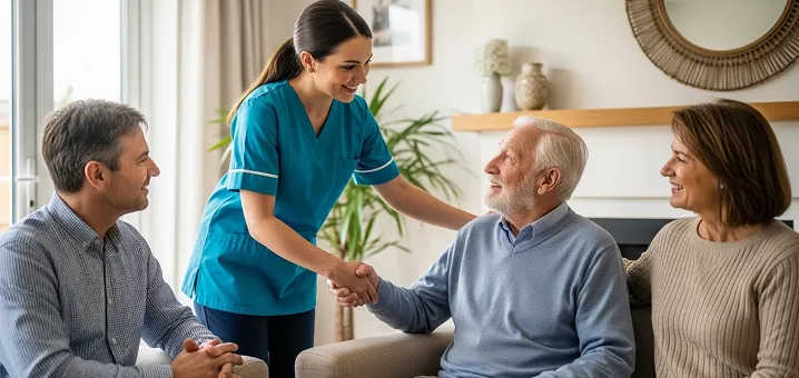 Care worker meeting client