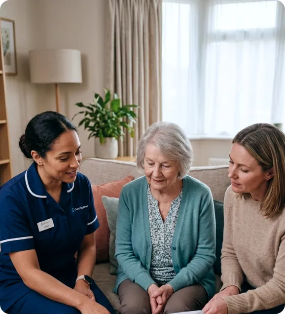 Care worker with family