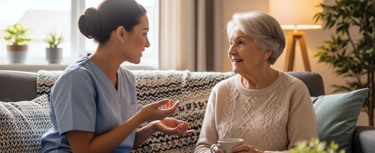 OliveCross care companion with elderly person